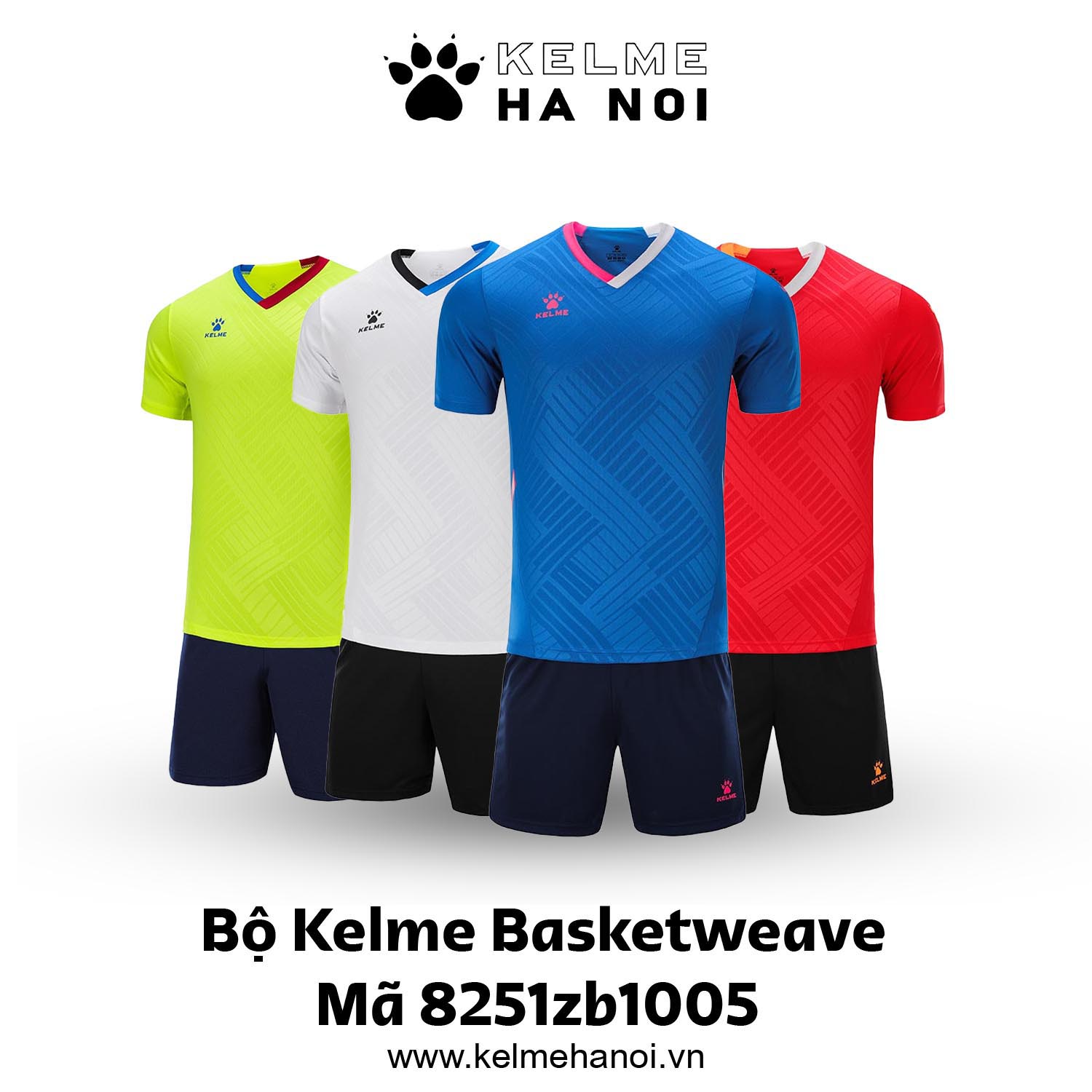 Bộ quần áo bóng đá Kelme Basketweave mã 8251zb1005 chính hãng