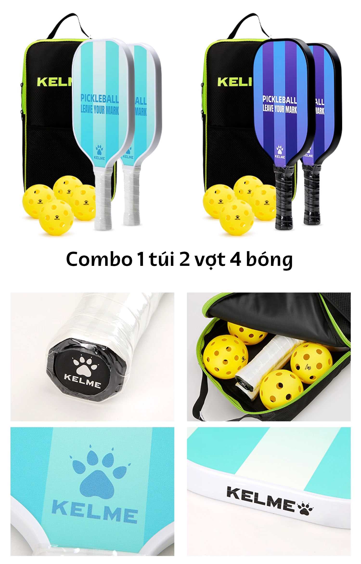 Combo 2 Vợt Pickleball Kelme Fiberglass 03 4 Combo 2 Vợt Pickleball Kelme Fiberglass 03 màu trắng (11)