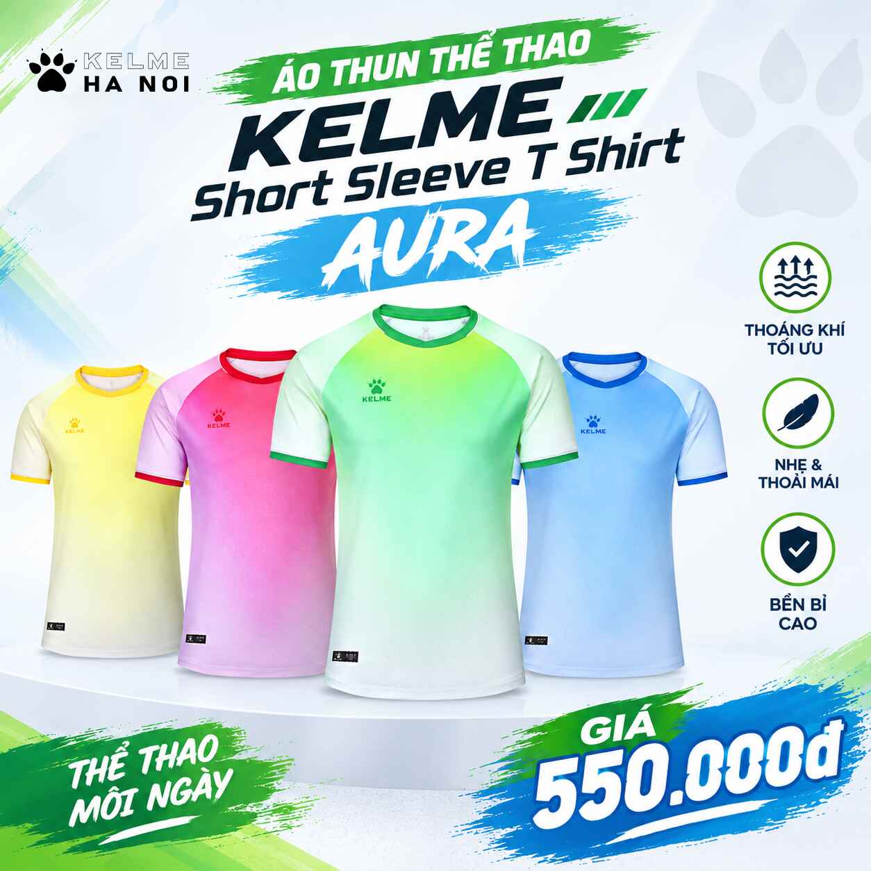 Áo thun thể thao Kelme Short Sleeve T Shirt aura 8651ZB12495