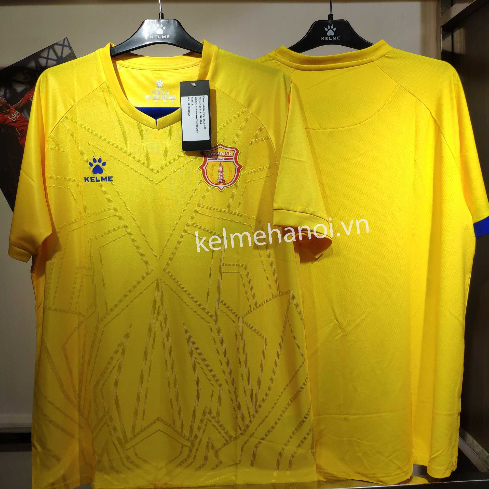 Áo thi đấu câu lạc bộ clb Nam Định Vleague 2022 chính thức Kelme màu vàng sân khách nhà 1